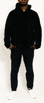 Load image into Gallery viewer, Fluffy Shearling Hoodie (Black)
